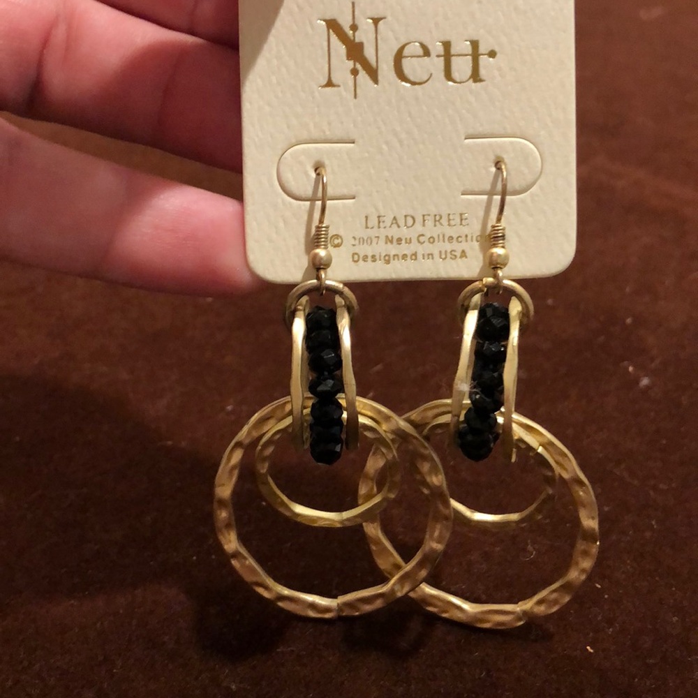 Gold and Black Dangle earrings